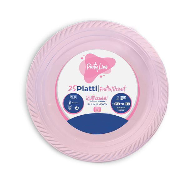 Party Piatti frutta 17cm plastica colorati confezione di 25z riutilizzabili