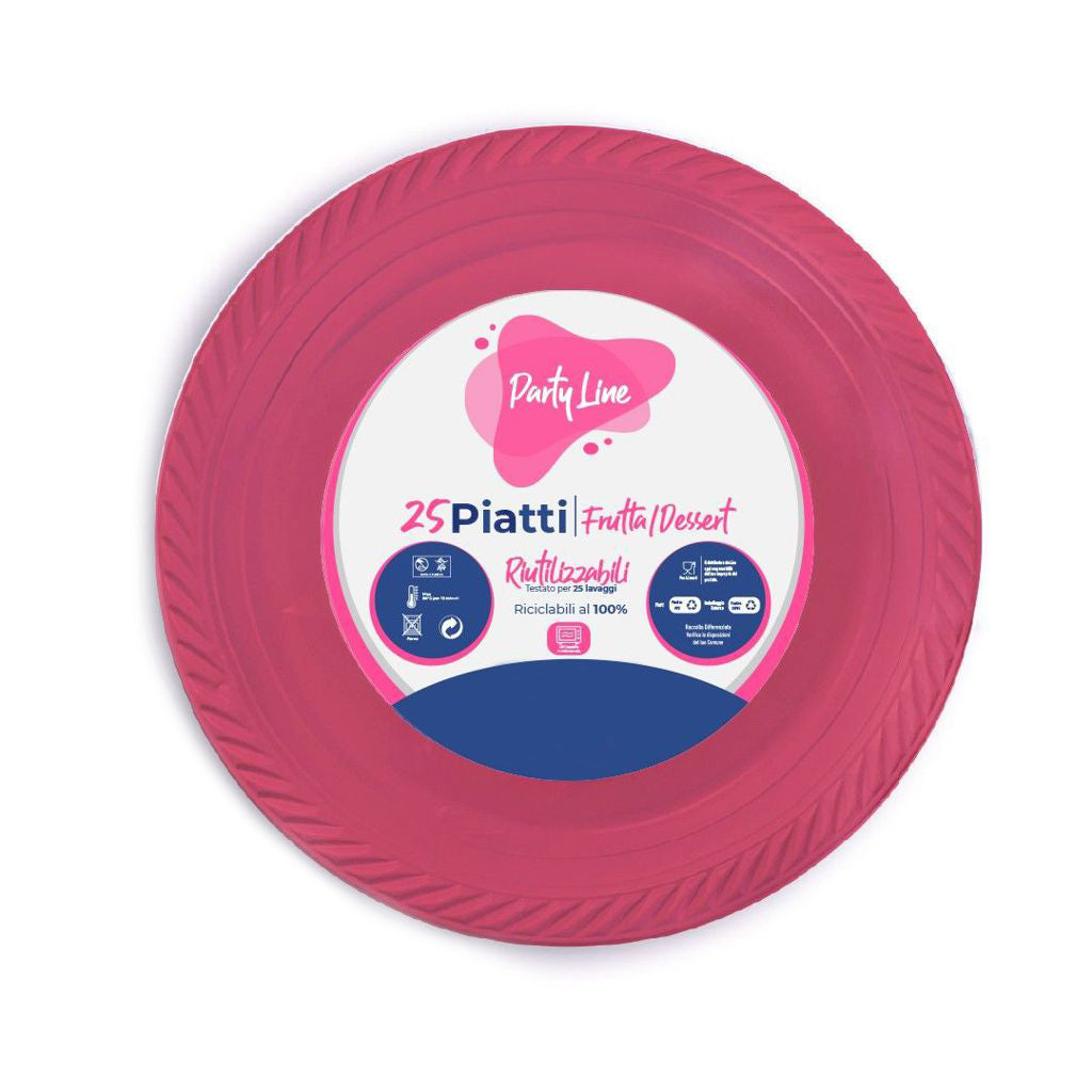 Party Piatti frutta 17cm plastica colorati confezione di 25z riutilizzabili